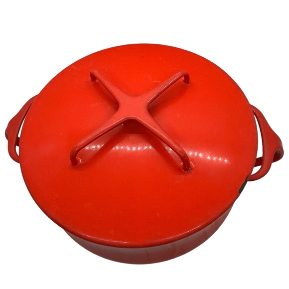 Vintage Dansk Kobenstyle Enamelware Red Dutch Oven/Casserole Round, France 8.5" - Picture 2 of 12